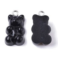 Teddyb&auml;r Anh&auml;nger, Resin, schwarz, S&uuml;&szlig;igkeit, 21.5x11.5x7 mm, 4 stk