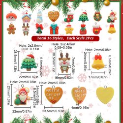 Weihnachtsanhnger, Kunststoff, 16 verschiedene, Lnge 15-20 mm, Schachtel mit 32 Stck
