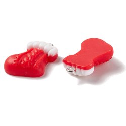 Christmas sock pendant, Plastic, with eye, red, appx. 26x16.5 mm, 2 pcs