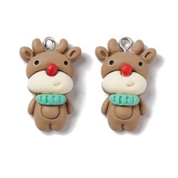 Christmas pendant, Rudolph reindeer, plastic, with eye, 26x17 mm, 2 pcs