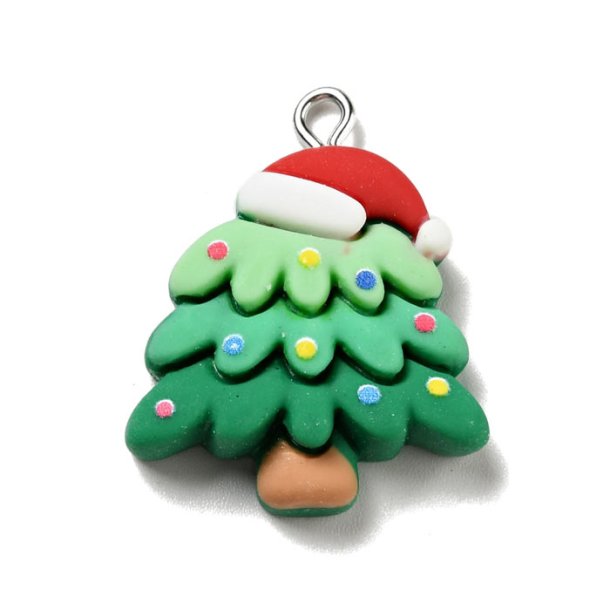 Christmas tree pendant, Plastic, with eye, approx. 28.5x22 mm, 2 pcs