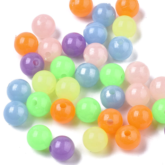 leuchtende Perlen, Acryl, gemischte Farben, 8 mm, 20 Stück