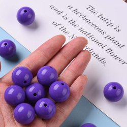 Acryl-Perlen, 20 mm, rund, Dunkellila, 6 Stk.