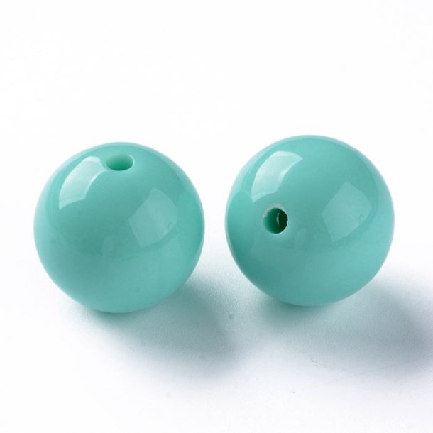  Acrylic beads, 20mm, round, pale turquoise, 6pcs.
