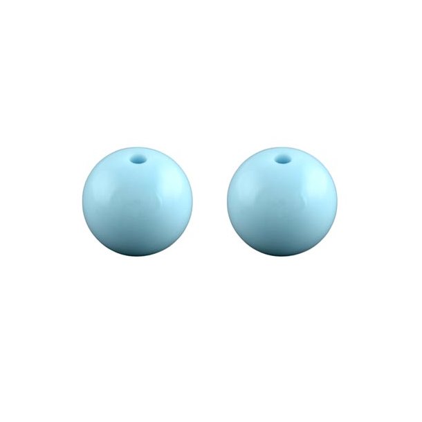 Acrylic beads, 16mm, round, aquamarine blue, 6pcs.