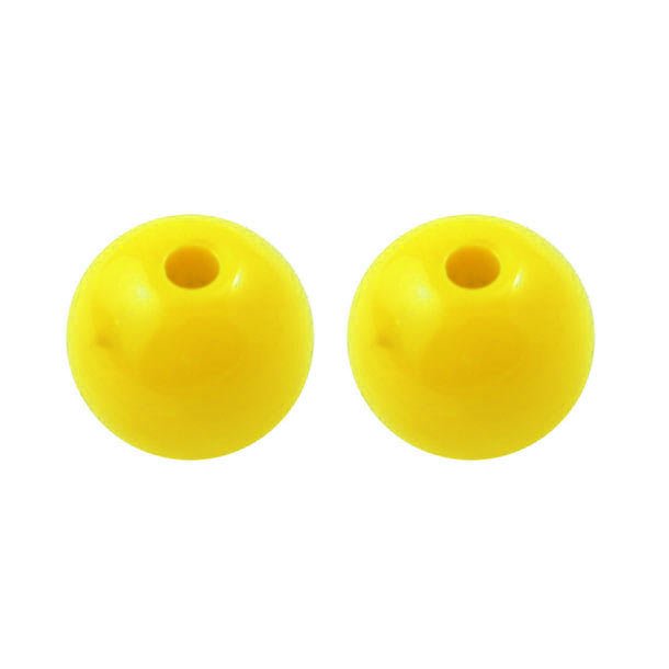 Acrylic beads, 16mm, round, yellow, 6pcs.