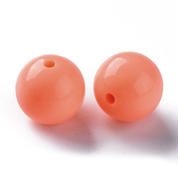Acrylic beads, 20mm, round, dark salmon, 6pcs.