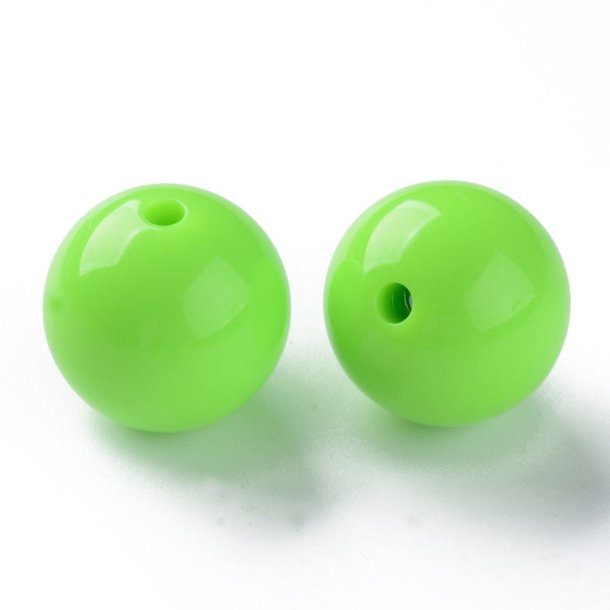 Acrylic beads, 20mm, round, bright light green, 6pcs.
