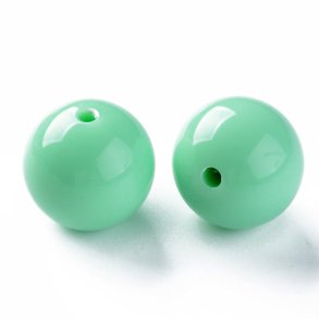 Dark Green Opaque 20mm Round Plastic Beads - White Stars (10pcs)