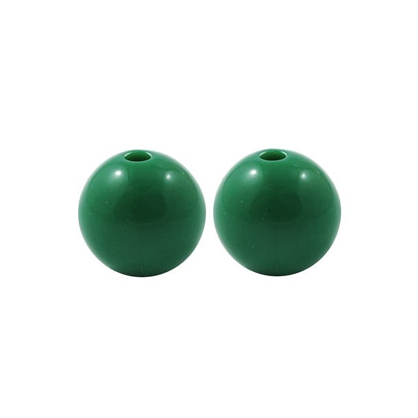 Acrylic beads, 20mm, round, dark green, 6pcs.