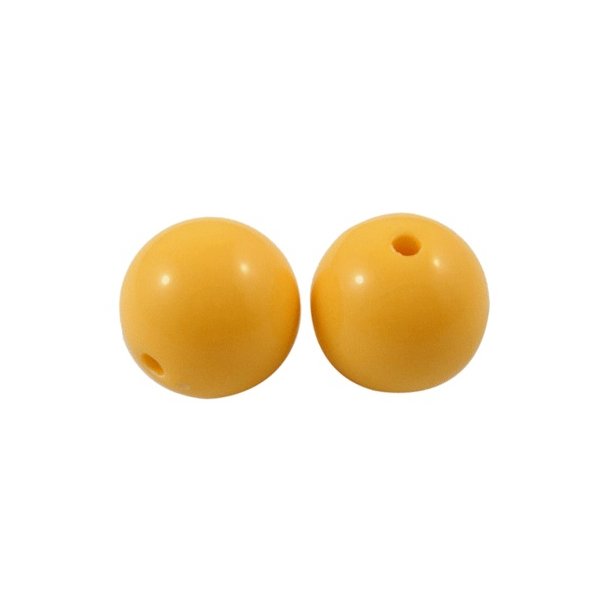 Acryl-Perlen, 15 mm, rund, gelb, 6 Stk.