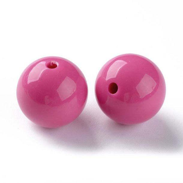 Acryl-Perlen, 20 mm, rund, dunkel pink-fuchsia, 6 Stk.