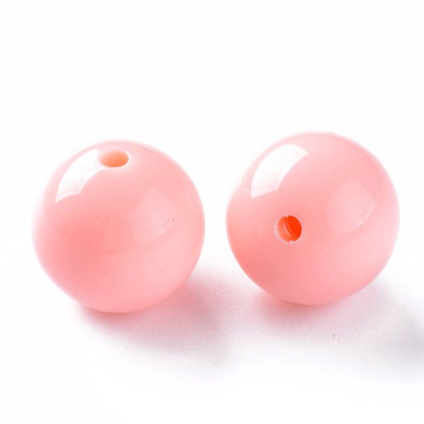  Acrylic beads, 20mm, round, light pink, 6pcs.