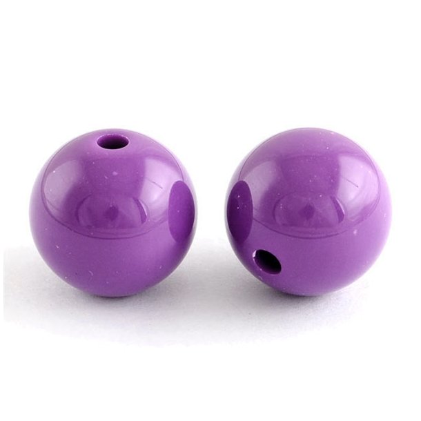Acrylic beads, 20mm, round, purple, 6pcs.