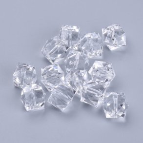Acrylic bead, bulk purchase, square faceted, clear, 8x8x7.5 mm, 1700 pcs.