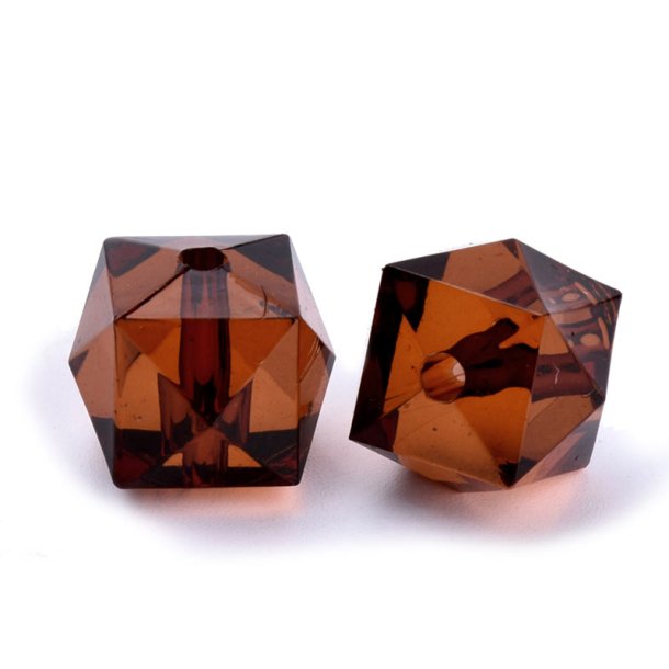 Acrylic bead, square faceted, coconut brown, 8x8x7.5 mm, 100 pcs.