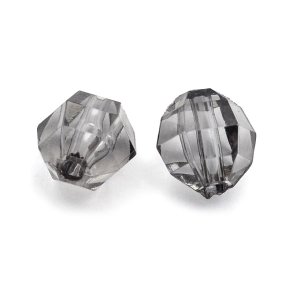 Acrylic bead, round faceted, light grey, 8x8,5x7 mm, 125 pcs.