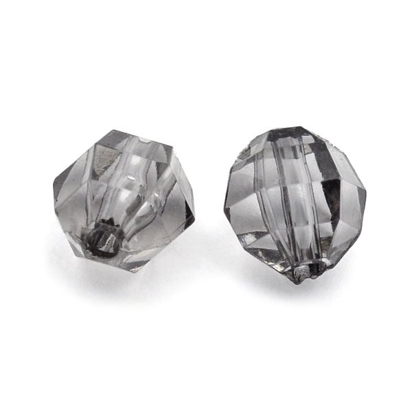 Acrylic bead, round faceted, light grey, 8x8,5x7 mm, 100 pcs.