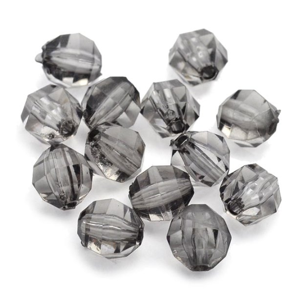 Acrylic bead, bulk purchase, round faceted, light grey, 8x8,5x7 mm, 1650 pcs.