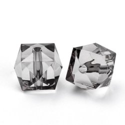 Acrylperle, Gro&szlig;kauf, quadratisch facettiert, hellgrau, 8x8x7,5 mm, 1700 St&uuml;ck.