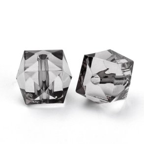 Acrylic bead, square faceted, light grey, 8x8x7.5 mm, 125 pcs.