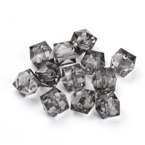 Acrylic bead, bulk purchase, square faceted, light grey, 8x8x7.5 mm, 1700 pcs.