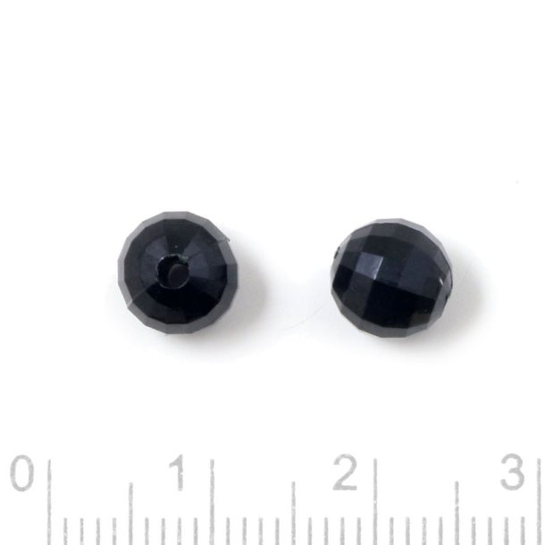 Acrylic bead, round faceted, black, 7x7,5 mm, 100 pcs.