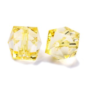 Acrylic bead, square faceted, light golden yellow, 8x8x7.5 mm, 125 pcs.
