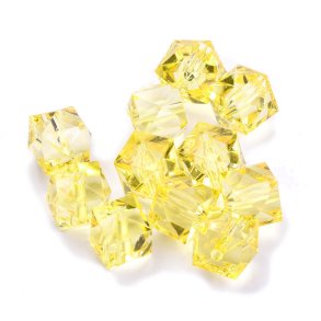 Acrylic bead, bulk purchase, square faceted, light golden yellow, 8x8x7.5 mm, 1700 pcs.