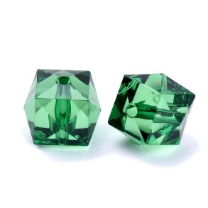 Acrylic bead, square faceted, dark green, 8x8x7.5 mm, 125 pcs.