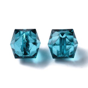 Acrylic bead, square faceted, dark teal, 8x8x7.5 mm, 125pcs.