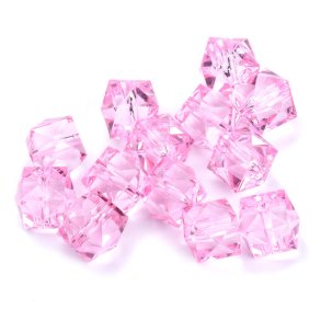 Acrylic bead, square faceted, pink, 8x8x7.5 mm, 1700 pcs.