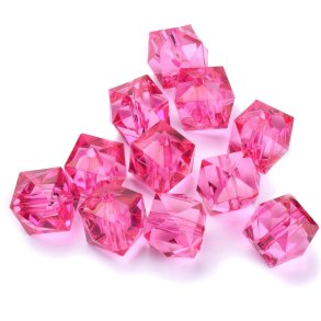 Acrylic bead, square faceted, dark pink, 8x8x7.5 mm, 1700 pcs.