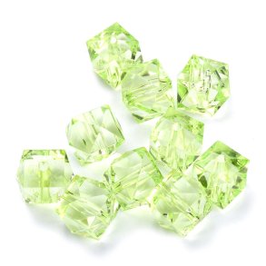 Acrylic bead, square faceted, light green, 8x8x7.5 mm, 1700 pcs.