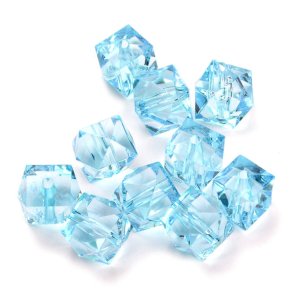 Acrylic bead, square faceted, light blue, 8x8x7.5 mm, 1700 pcs.