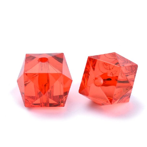 Acrylperle, quadratisch facettiert, rot, 8x8x7,5 mm, 125 Stck.