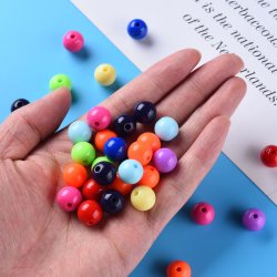 Acryl-Perlen, gemischte Farben, rund, Durchmesser 12 mm, 20 Stk.