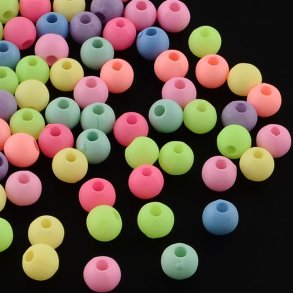 Acrylic beads, mixed frosted colours, 6mm, 20pcs.