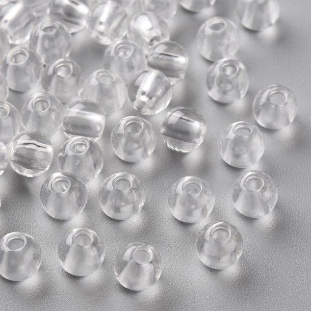Acrylic bead, clear, transparent, round, diameter 6 mm, 50 pcs.