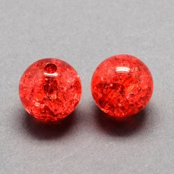 Acrylic bead with crack effect, round, red, 8 mm, 20 pcs.