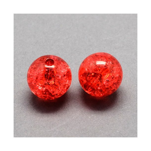 Acrylic bead with crack effect, round, red, 8 mm, 20 pcs.