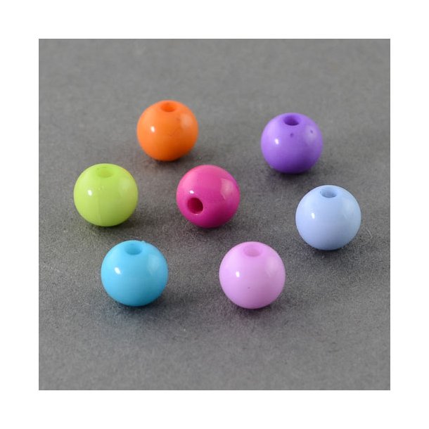 Akrylperle, blandede farver, perlerne matches parvis, 12 mm, 20 stk.