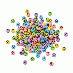 Acrylperle, Symbol Münze, gemischte Farben, 7x4 mm. 30 Stück.