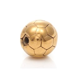Vergoldeter polierter Fuball, massive Edelstahlperle, 10x9 mm, 1 Stck