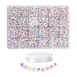 Perlen mit Buchstaben in box mit Elastischen schnur, die Buchstaben A-Z, ca. 1900 St&uuml;ck, 1 Box