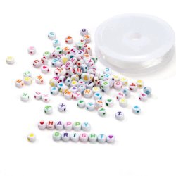 Perlen mit Buchstaben in box mit Elastischen schnur, die Buchstaben A-Z, ca. 1900 St&uuml;ck, 1 Box