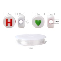 Perlen mit Buchstaben in box mit Elastischen schnur, die Buchstaben A-Z, ca. 1900 St&uuml;ck, 1 Box