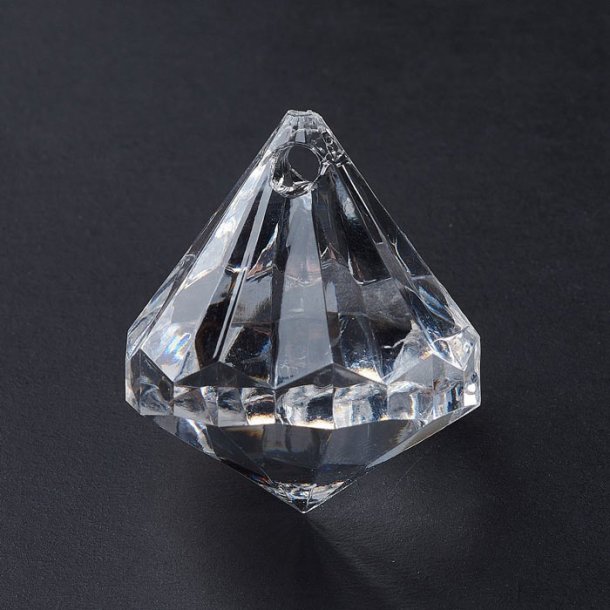 Prism, cross-drilled, clear acrylic, 31x28 mm. 2 pcs.