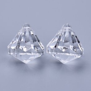 Prisma, gro, gekreuzt gebohrt, Acryl, 37x32 mm. 2 Stk.