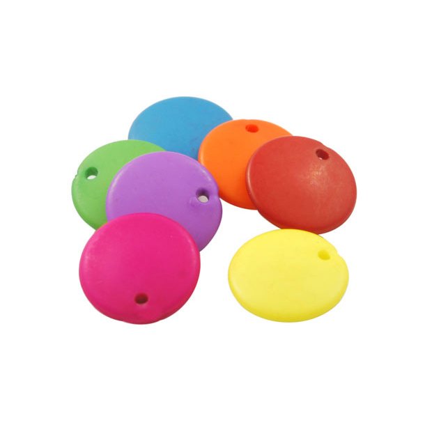 Acryl-Anhänger, rund, gemischte Farben, 10x3 mm,14 Stk.